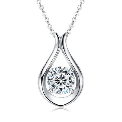 2 Carat Moissanite 925 Sterling Silver Pendant Necklace