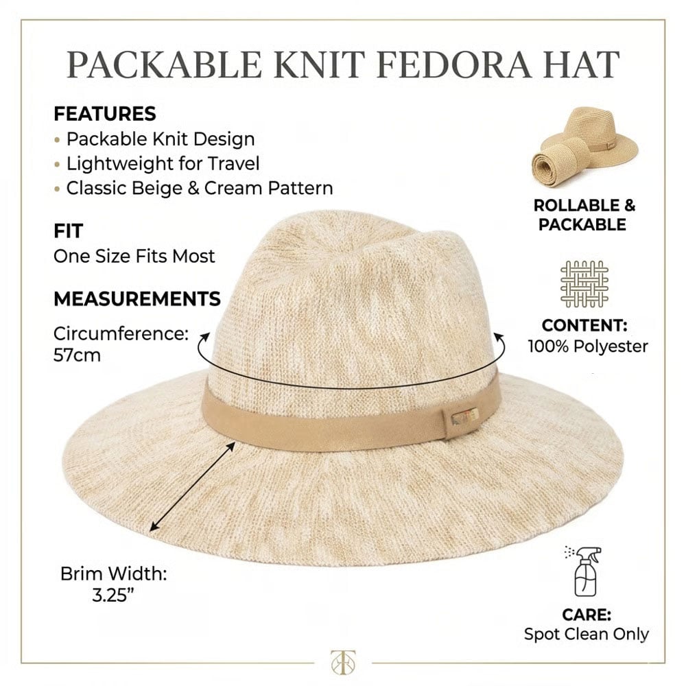 🔥2026 Spring Special Offer 50% OFF👒 Packable Knit Fedora Hat 🏖️ Packable design—No suitcase space