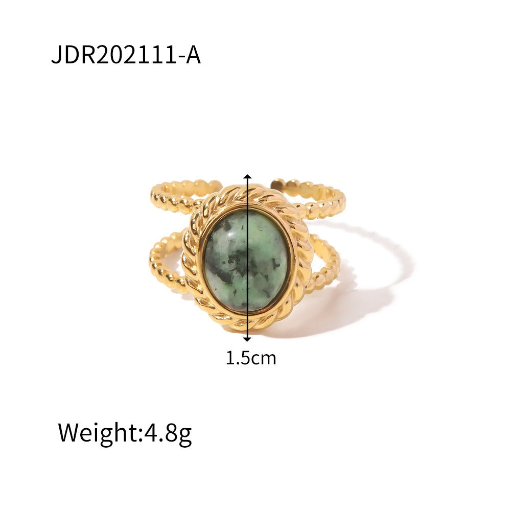 Retro style titanium steel ring women's niche design high-end open ring fashionable personality